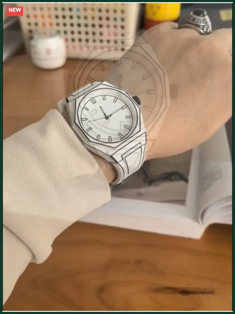 GORBEN Creative Sketch Quartz Watch Sports Minimalist Analog Rubber Strap